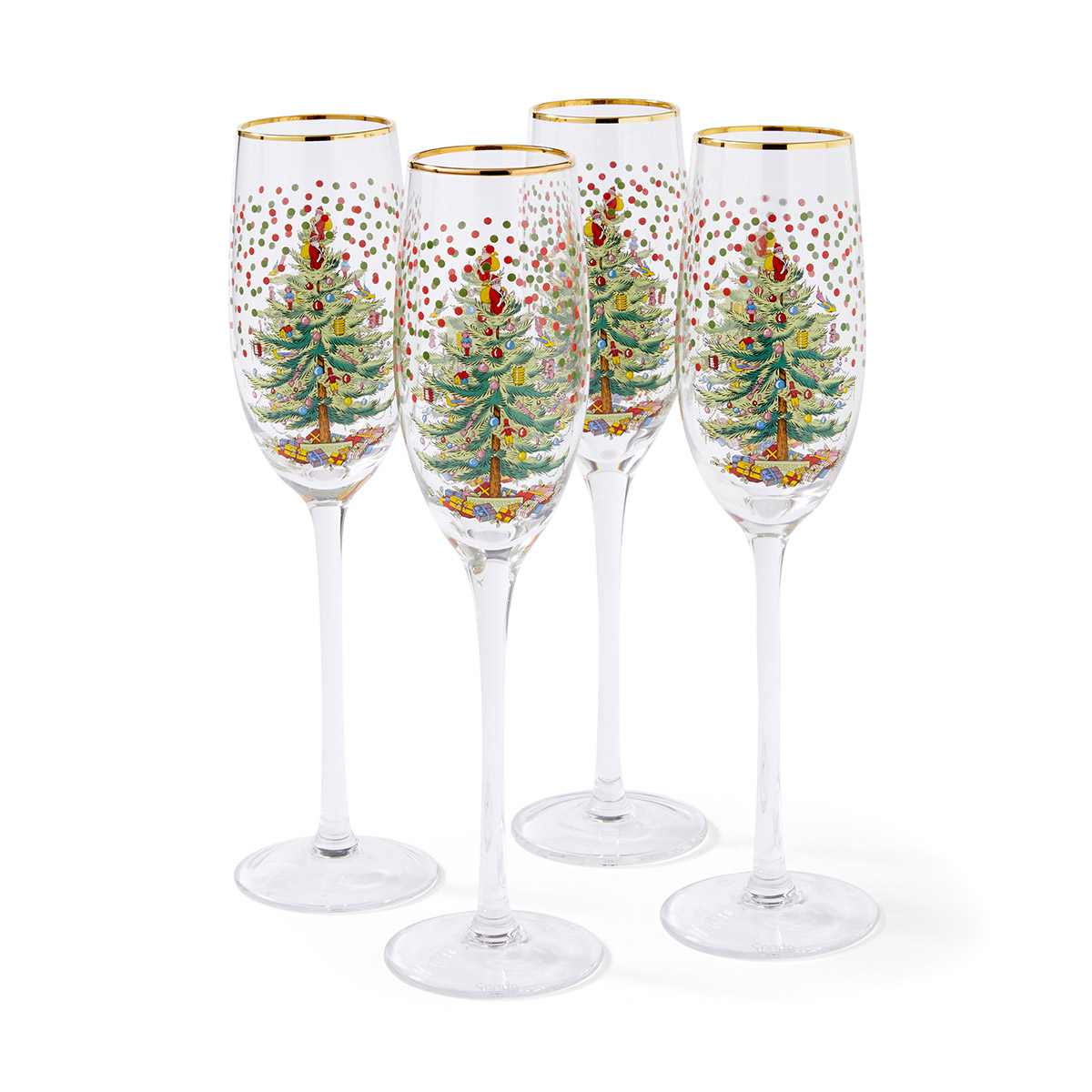 Christmas Tree Polka Dot Champagne Flutes image number null